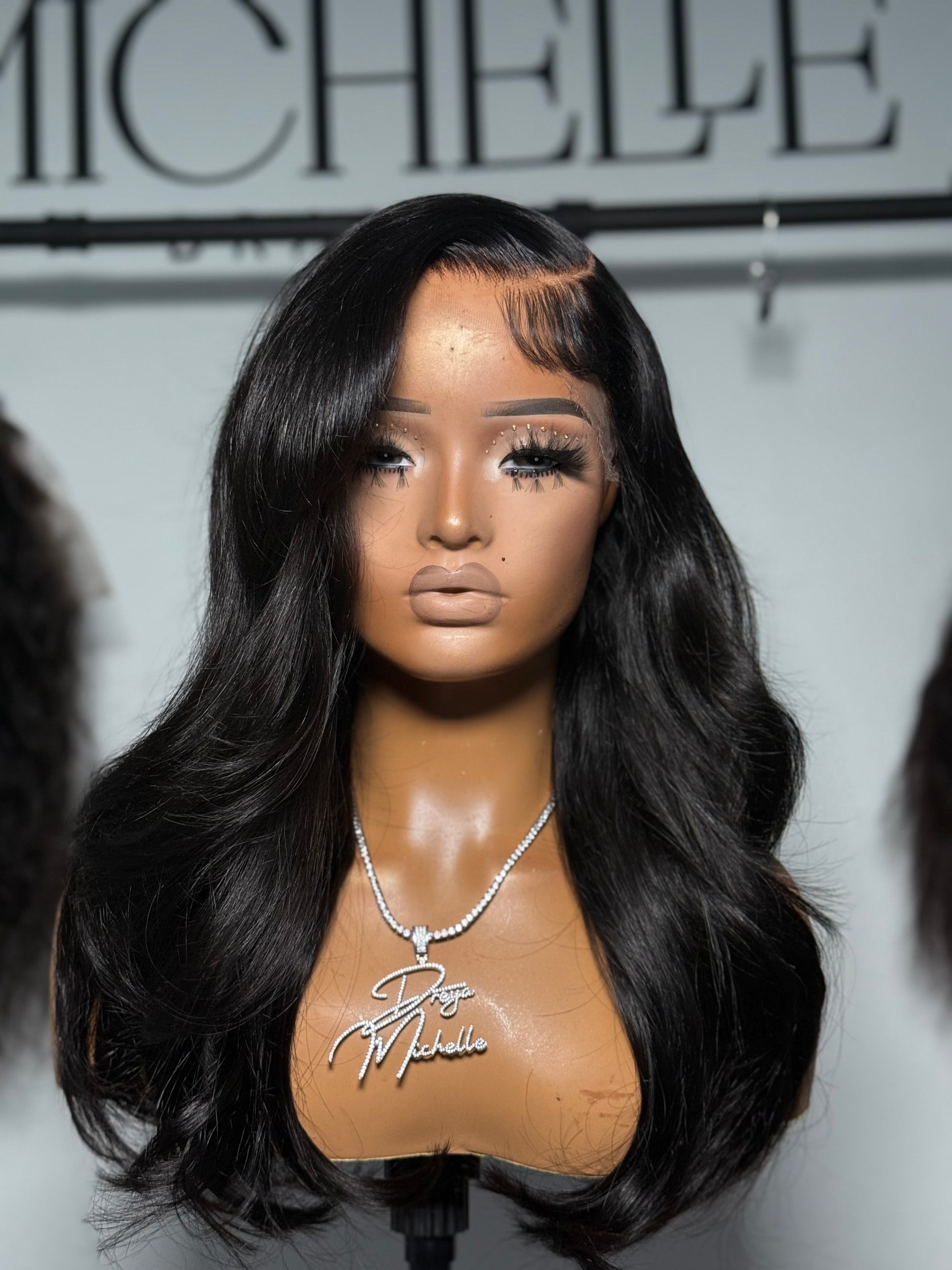 front view 6x6 black glueless closure wig